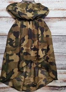 Love Chesley Tube Top Hi-Lo Strapless Camo Dress